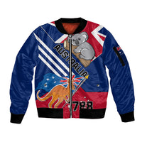 Australia Day Kangaroo and Koala With Flag Sleeve Zip Bomber Jacket - Wonder Print Shop
