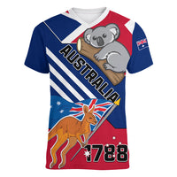 Australia Day Kangaroo and Koala With Flag Women V Neck T Shirt - Wonder Print Shop