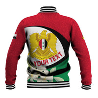 Syria Independence Day Baseball Jacket Syrian Coat Of Arms With Jasmine Flower - Wonder Print Shop