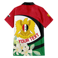 Syria Independence Day Family Matching Long Sleeve Bodycon Dress and Hawaiian Shirt Syrian Coat Of Arms With Jasmine Flower - Wonder Print Shop