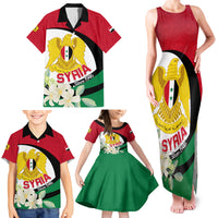 Syria Independence Day Family Matching Tank Maxi Dress and Hawaiian Shirt Syrian Coat Of Arms With Jasmine Flower - Wonder Print Shop