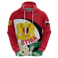 Syria Independence Day Hoodie Syrian Coat Of Arms With Jasmine Flower - Wonder Print Shop