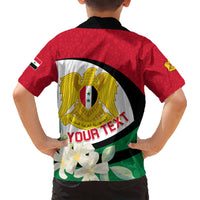Syria Independence Day Kid Hawaiian Shirt Syrian Coat Of Arms With Jasmine Flower - Wonder Print Shop