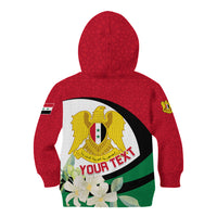 Syria Independence Day Kid Hoodie Syrian Coat Of Arms With Jasmine Flower - Wonder Print Shop