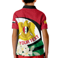 Syria Independence Day Kid Polo Shirt Syrian Coat Of Arms With Jasmine Flower - Wonder Print Shop