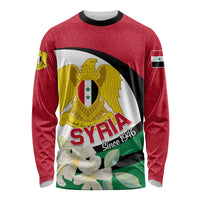 Syria Independence Day Long Sleeve Shirt Syrian Coat Of Arms With Jasmine Flower - Wonder Print Shop