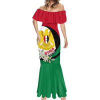 Syria Independence Day Mermaid Dress Syrian Coat Of Arms With Jasmine Flower - Wonder Print Shop