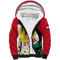 Syria Independence Day Sherpa Hoodie Syrian Coat Of Arms With Jasmine Flower - Wonder Print Shop