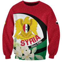 Syria Independence Day Sweatshirt Syrian Coat Of Arms With Jasmine Flower - Wonder Print Shop