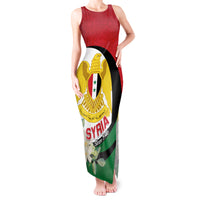 Syria Independence Day Tank Maxi Dress Syrian Coat Of Arms With Jasmine Flower - Wonder Print Shop