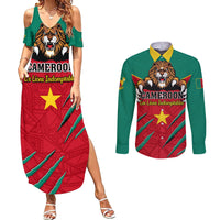 Cameroon Football Couples Matching Summer Maxi Dress and Long Sleeve Button Shirt Go Les Lions Indomptables - Wonder Print Shop