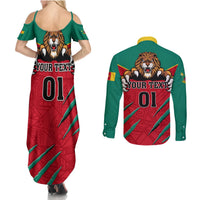 Cameroon Football Couples Matching Summer Maxi Dress and Long Sleeve Button Shirt Go Les Lions Indomptables - Wonder Print Shop