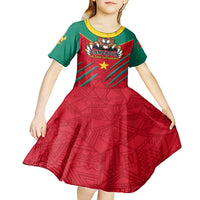 Cameroon Football Kid Short Sleeve Dress Go Les Lions Indomptables - Wonder Print Shop