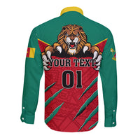 Cameroon Football Long Sleeve Button Shirt Go Les Lions Indomptables - Wonder Print Shop