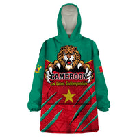 Cameroon Football Wearable Blanket Hoodie Go Les Lions Indomptables - Wonder Print Shop