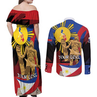 Personalized Philippines Lapulapu Couples Matching Off Shoulder Maxi Dress and Long Sleeve Button Shirt Hero Behind The Myth