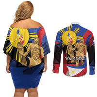 Personalized Philippines Lapulapu Couples Matching Off Shoulder Short Dress and Long Sleeve Button Shirt Hero Behind The Myth