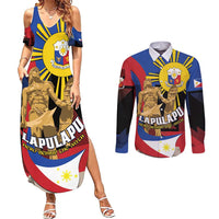 Personalized Philippines Lapulapu Couples Matching Summer Maxi Dress and Long Sleeve Button Shirt Hero Behind The Myth