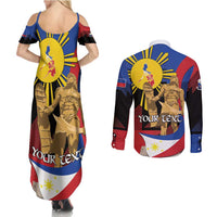 Personalized Philippines Lapulapu Couples Matching Summer Maxi Dress and Long Sleeve Button Shirt Hero Behind The Myth