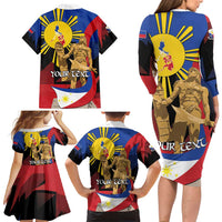Personalized Philippines Lapulapu Family Matching Long Sleeve Bodycon Dress and Hawaiian Shirt Hero Behind The Myth