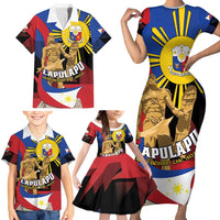 Personalized Philippines Lapulapu Family Matching Short Sleeve Bodycon Dress and Hawaiian Shirt Hero Behind The Myth