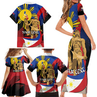 Personalized Philippines Lapulapu Family Matching Short Sleeve Bodycon Dress and Hawaiian Shirt Hero Behind The Myth