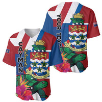 Personalised Cayman Islands Baseball Jersey Tropical Green Turtle