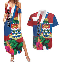 Personalised Cayman Islands Couples Matching Summer Maxi Dress and Hawaiian Shirt Tropical Green Turtle