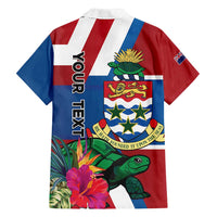 Personalised Cayman Islands Family Matching Summer Maxi Dress and Hawaiian Shirt Tropical Green Turtle
