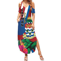 Personalised Cayman Islands Family Matching Summer Maxi Dress and Hawaiian Shirt Tropical Green Turtle