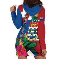 Personalised Cayman Islands Hoodie Dress Tropical Green Turtle