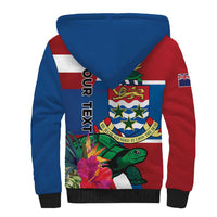 Personalised Cayman Islands Sherpa Hoodie Tropical Green Turtle