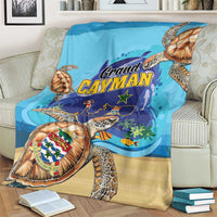Grand Cayman Map Sea Turtle Blanket Ocean Vibes