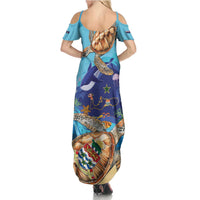 Grand Cayman Map Sea Turtle Family Matching Summer Maxi Dress and Hawaiian Shirt Ocean Vibes
