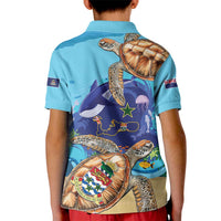 Grand Cayman Map Sea Turtle Kid Polo Shirt Ocean Vibes