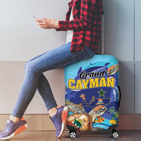 Grand Cayman Map Sea Turtle Luggage Cover Ocean Vibes