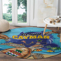 Grand Cayman Map Sea Turtle Round Carpet Ocean Vibes
