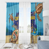 Grand Cayman Map Sea Turtle Window Curtain Ocean Vibes