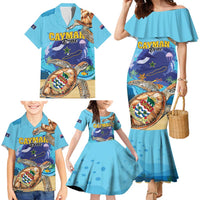 Cayman Brac Map Sea Turtle Family Matching Mermaid Dress and Hawaiian Shirt Ocean Vibes