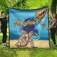 Cayman Brac Map Sea Turtle Quilt Ocean Vibes