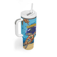 Cayman Brac Map Sea Turtle Tumbler With Handle Ocean Vibes