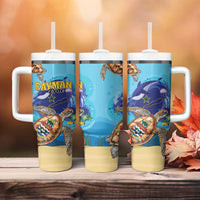 Cayman Brac Map Sea Turtle Tumbler With Handle Ocean Vibes