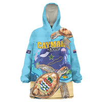 Cayman Brac Map Sea Turtle Wearable Blanket Hoodie Ocean Vibes