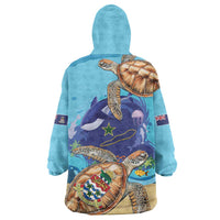 Cayman Brac Map Sea Turtle Wearable Blanket Hoodie Ocean Vibes