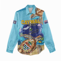 Cayman Brac Map Sea Turtle Women Casual Shirt Ocean Vibes