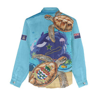 Cayman Brac Map Sea Turtle Women Casual Shirt Ocean Vibes