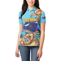 Cayman Brac Map Sea Turtle Women Polo Shirt Ocean Vibes