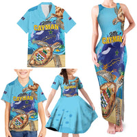 Little Cayman Map Sea Turtle Family Matching Tank Maxi Dress and Hawaiian Shirt Ocean Vibes