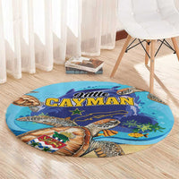 Little Cayman Map Sea Turtle Round Carpet Ocean Vibes