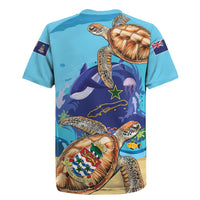 Little Cayman Map Sea Turtle Rugby Jersey Ocean Vibes